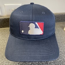 VINTAGE MLB Hat Cap Snapback Baseball Plain Logo Umpire Custom Patch Blue 90s