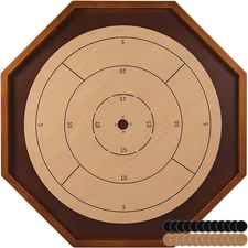 27in Wooden Octagon Classic Crokinole Board Game Tournament Dexterity Games