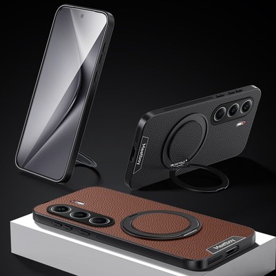 Magnetic Matte Litchi Leather Stand Back Case For Tecno Camon 40 Pro / Camon 40
