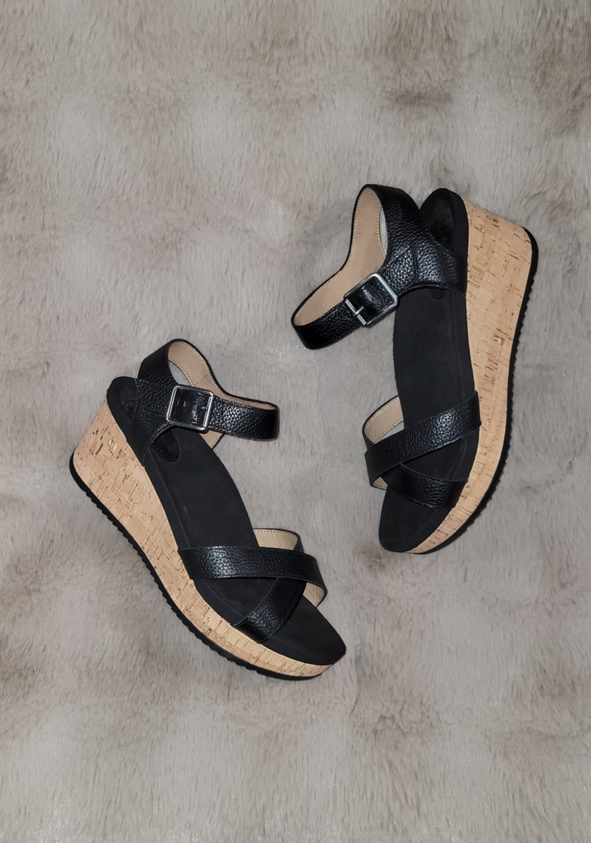 Abeo BIO System "Nylah" (Size 8.5 N) Black Comfort Wedge Sandals EUC