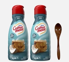 CoffeeMate Coconut Creme Liquid Coffee Creamer 32 oz 2 Pack w/ Wooden Spoon