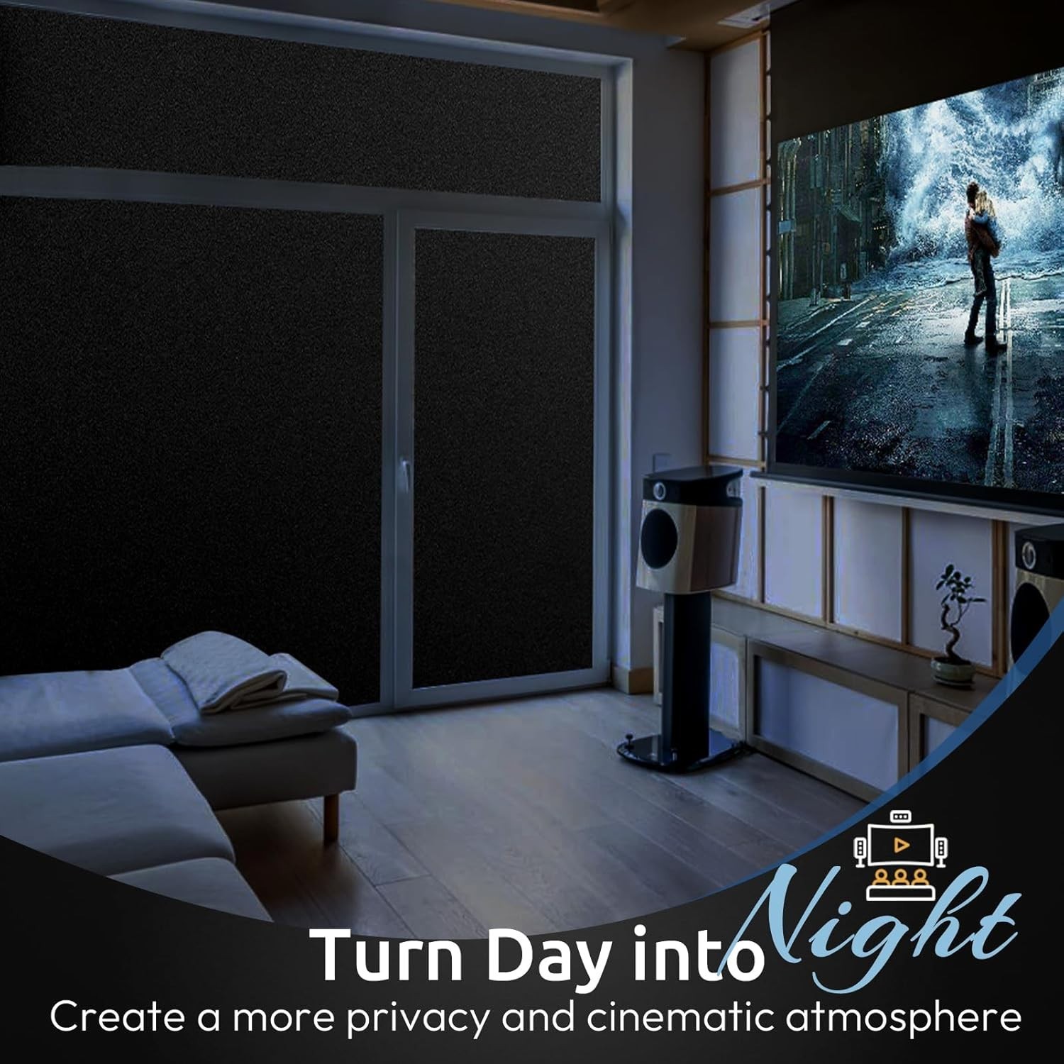 Blackout Window Film, Sun Heat Blocking Privacy Cover for Glass, Removable Op...