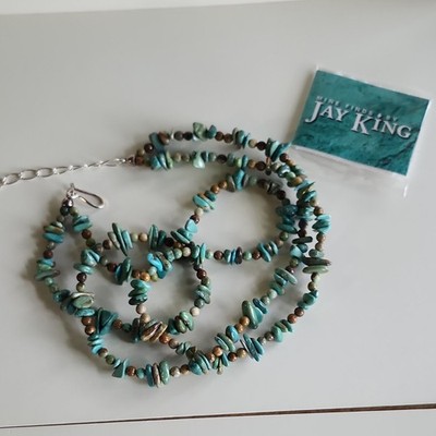 Mine Finds by Jay King Southwestern Turquoise Chip Beaded Stone Silver Necklace