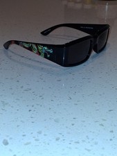 Unisex Ed Hardy Hokusai Black Rectangle Sungl...
