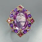 Handmade 12 ct+ Natural Amethyst Ring 925 Sterling Silver Size 7.5 /R474178