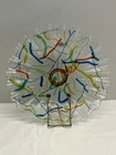 Blenko 2015 Crystal Multicolor Blown Glass 11" Ruffled Cake Plate Visitor Center