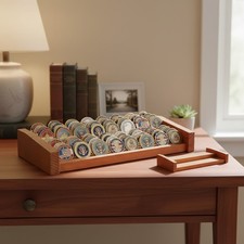 8 Rows Coin Stand Holders Display Case Holds 50-70 Coins