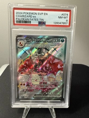 2024 POKEMON SVP EN-SV BLACK STAR PROMO PALDEAN FATES TIN CHARIZARD EX PSA 8 074