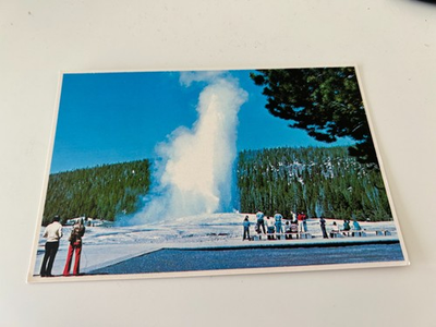 #ad Old Faithful Geyser Yellowstone National Park WY Continental Size Postcard $2.99