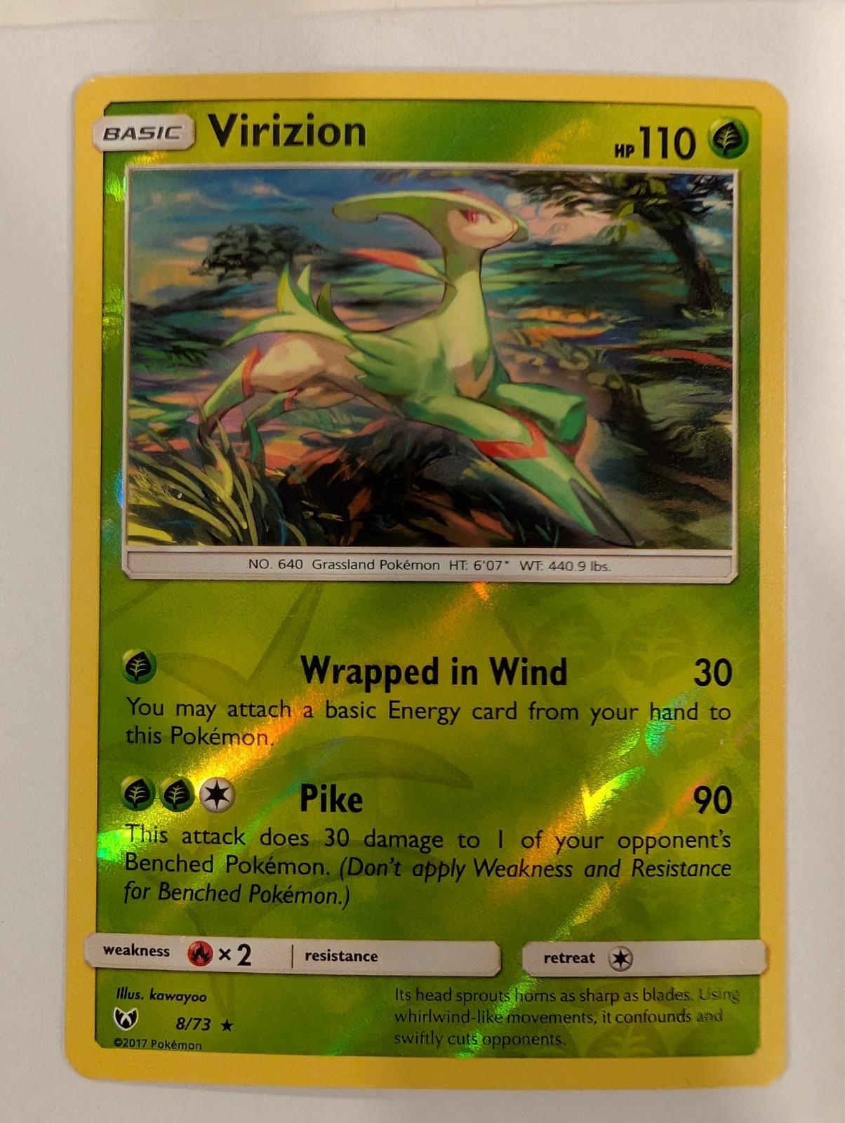 Virizion 8/73 - Shining Legends Pokemon Reverse Holo Foil Nice!