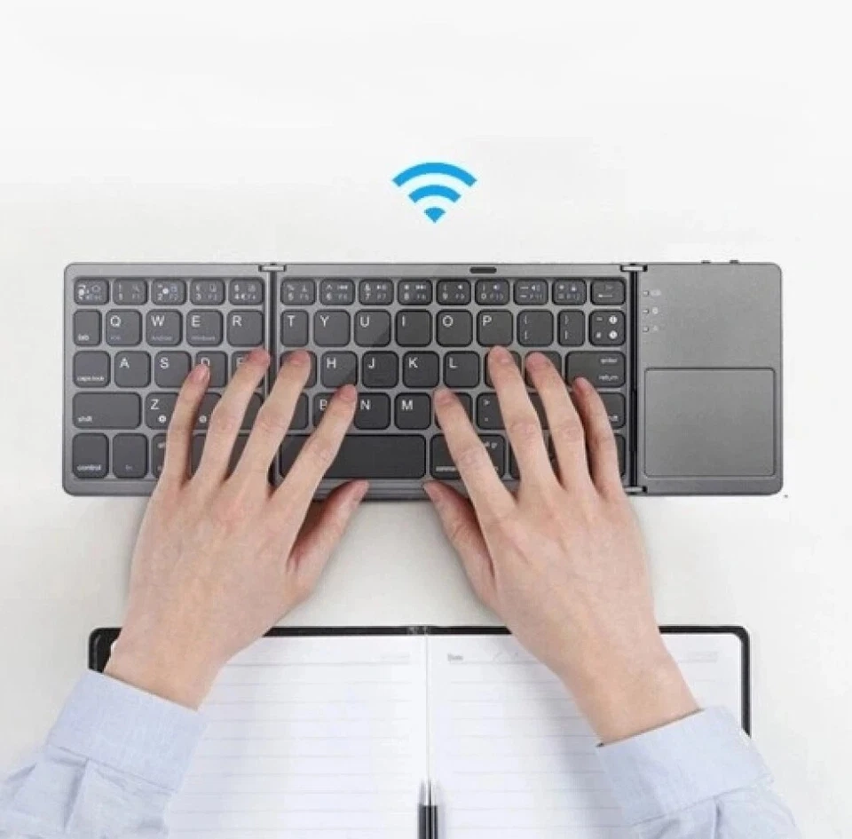 DE-Layout Faltbare Mini Tastatur Bluetooth mit Touchpad Keyboard Ultra Slim - Bild 4 von 4