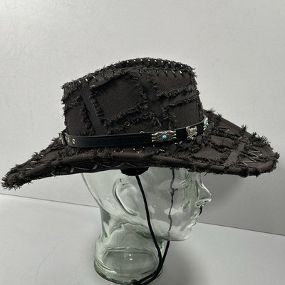 Westernhut Cowboyhut Cowboy & Cowgirl Unisex Schwarz Gr M Ø 56cm Distressed