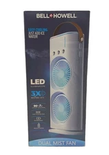 Bell+Howell Dual Mist Fan LED 3xMisting Jets New Open Box 