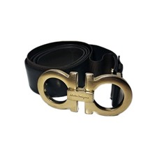 Vntg.Salvatore Ferragamo Gancini Reversible Leather Belt Black Brown 45  Italy