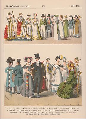 Costume Tradizionale Moda Abiti Francia Germania Circa 1820
