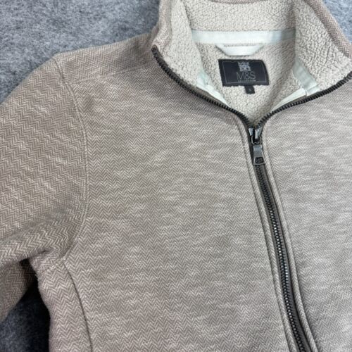 Marks & Spencer Men's Fleece Zip-Up Size Small Grey Herringbone Warm - Picture 4 of 7