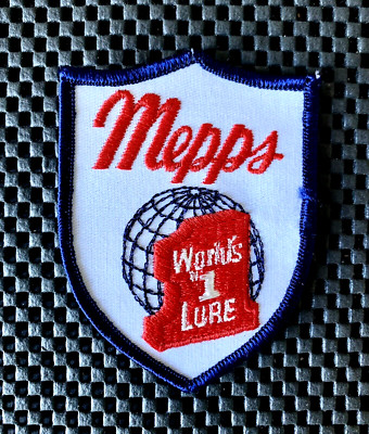 MEPPS WORLDS # 1 LURE EMBROIDERED SEW ON ONLY PATCH FISHING JIG BAIT 3'' x 4'' NOS
