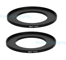 (2 Pcs) 49-77mm 49mm to 77 mm Alumnium Metal Step Up Lens Filter Ring Adapter