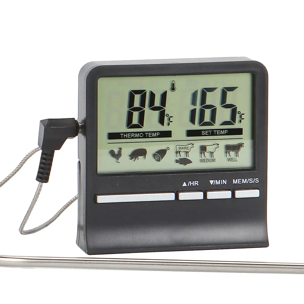 Meat Thermometer Digital Food Cooking Smoker Oven Grill Thermometer White/Black