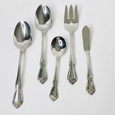 Oneida Arbor Rose Stainless True Rose Hostess Serving Set 5 pc Butter Sugar Plus