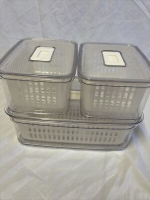 c e ll a 3-Piece Vented Refrigerator Fresh Produce Keepers - White K54847 -