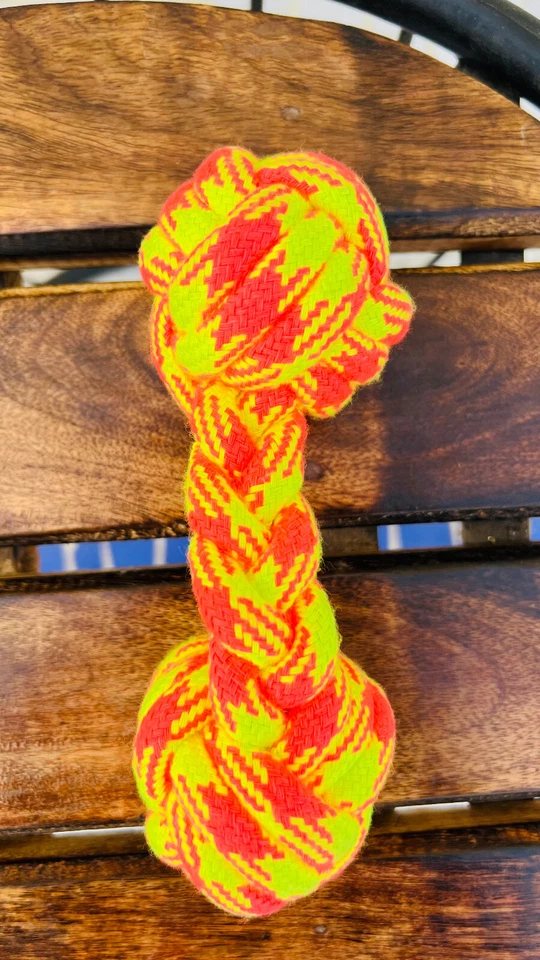 Handmade All Big Dogs Bone Toy With Squeaker - Tie Dyed Design On Fabric 1+1 - Image 2 of 4