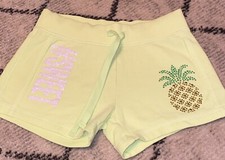 Justice girls summer shorts size 10 neon drawstring light fleece EUC 