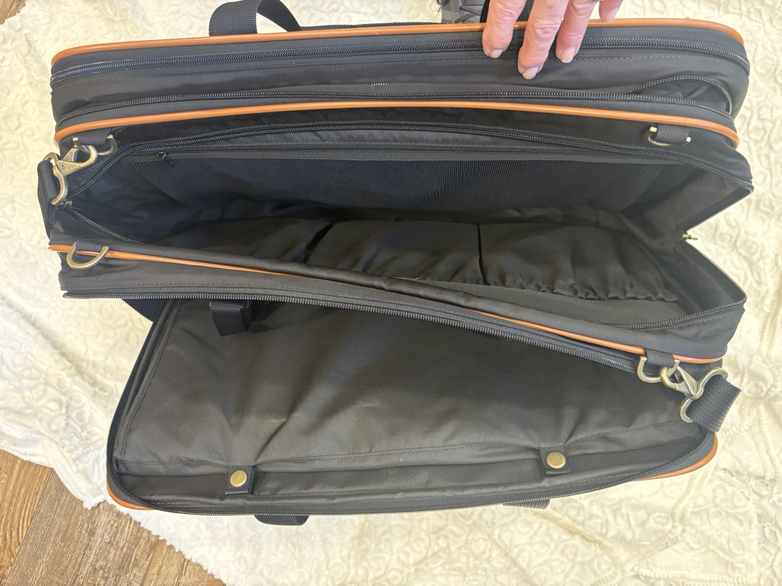 Hartmann Luggage Black Nylon Tan Leather Trim Briefca… Gem