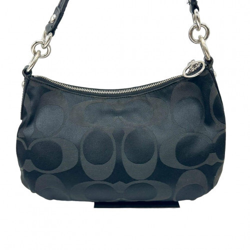 Coach One Shoulder Bag Hand Bag 13833 Black Signature Canvas