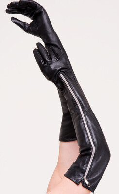 Lange Rindnappa Handschuhe mit RV  Leather Gloves