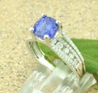 18k Solid White Gold Natural Diamond & AAA Cushion Cut Tanzanite Ring 2.60 ct — photo 8