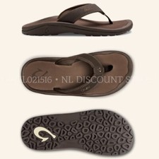OLUKAI Men's Ohana Water-Resistant Flip Flops Dark Java/Ray Various Sizes