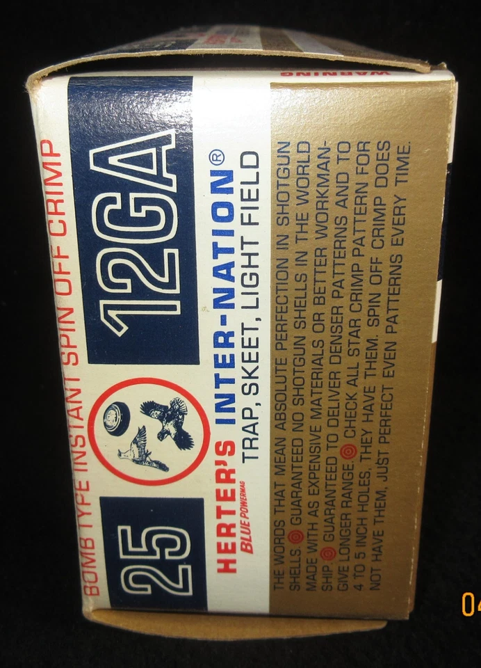 Vintage Christian Herter's 12 GA Shotshell Empty Box INTER-NATION Trap Skeet - Image 4 of 4