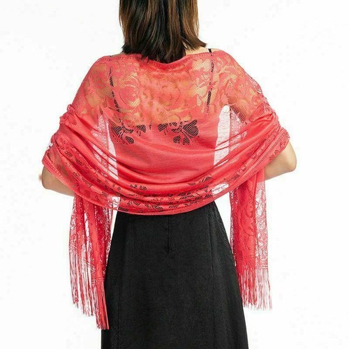 Wedding Wrap Soft Lace Wraps Cover Pashmina Tulle Ups Shawl Wrap Evening Scarf - Picture 16 of 24