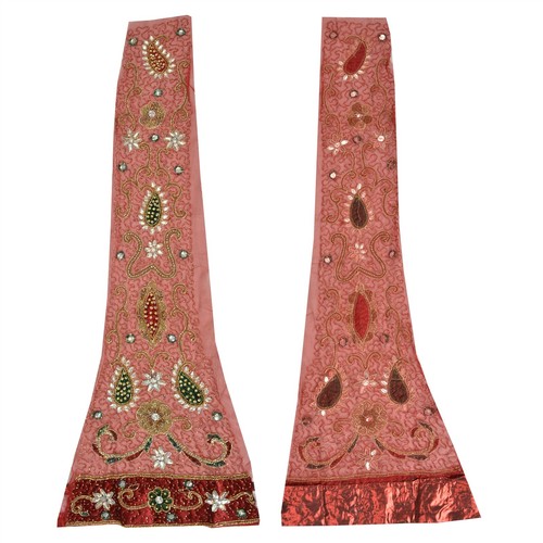 Sanskriti Vintage Design Fabric Hand Beaded Indian Craft Maroon Glass Sequins - Picture 5 of 10