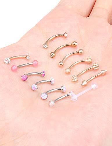Augenbrauen Turm 16 g 6/8/10 mm Piercing Schmuck Ring 10 mm, 3/8 Zoll 13 Teile, Roségold - Bild 4 von 4