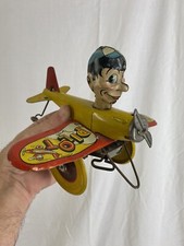 Marx Toys Rookie Pilot Airplane Wind-up tin toy litho vintage WORKING         