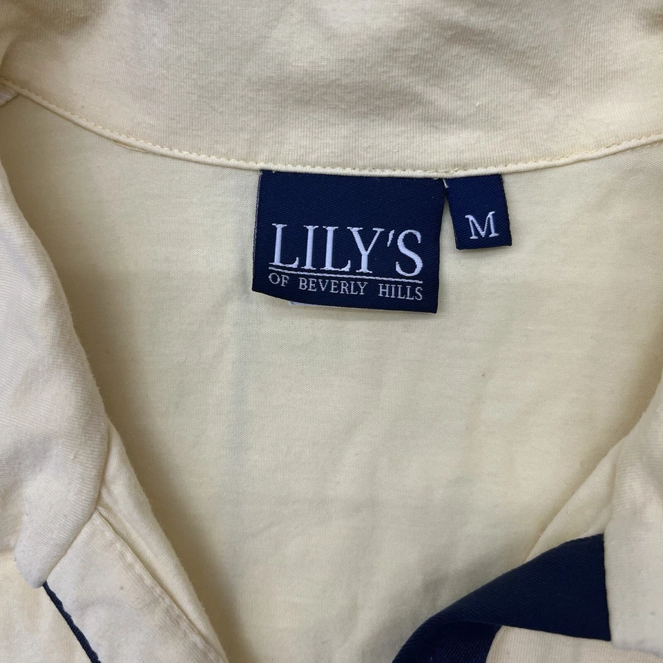Polo de manga corta vintage Lilys Of Beverly Hills amarillo azul marino para mujer M’s Foto 2 de 4