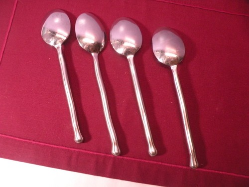 4 Soup Spoons Gourmet Settings EXOTIQUE PLATINUM Stainless Flatware 8 In GF1 - Picture 5 of 7