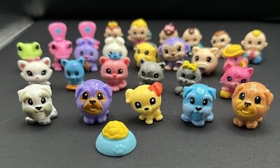 Squinkies Mixed Lot of 26 Figures Babies Horse Elephant Bunny Cat Dog Frog Pig