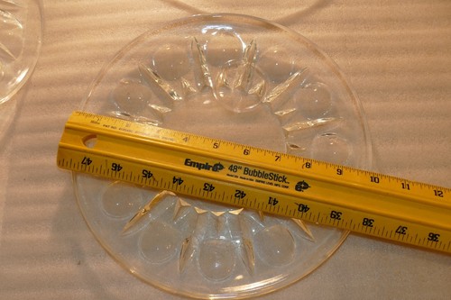 3 Vintage Snack Set Plates only, clear glass slightly iridescent 10 inch - Picture 7 of 12