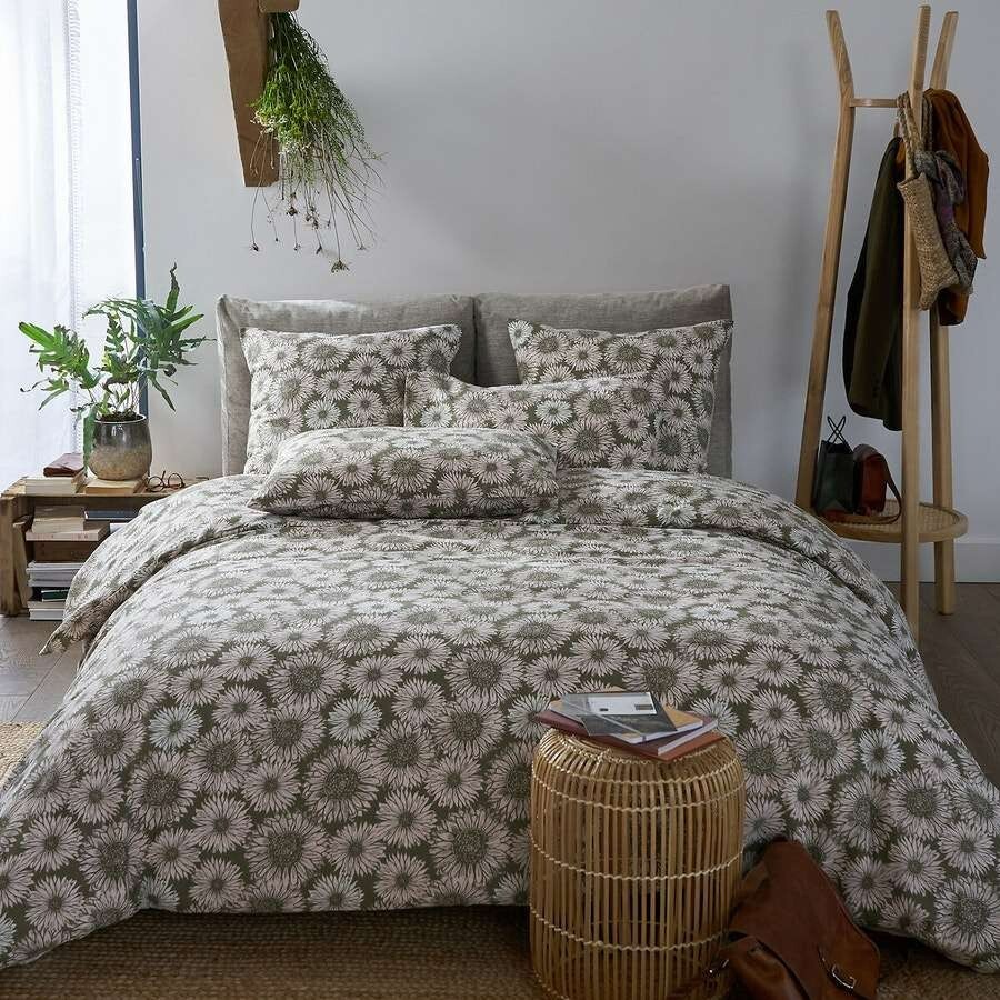 Housse de couette lin lavé coton 140x200 cm jaune tournesol pour lit simple