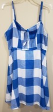 Old Navy Women's Gingham Summer Dress Blue & White Plaid Adjustable Strap Size L