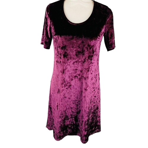 New Dress Barn Womans Sz Medium Petite Dress Purple Velvet Hi-Low NWT - Picture 4 of 8