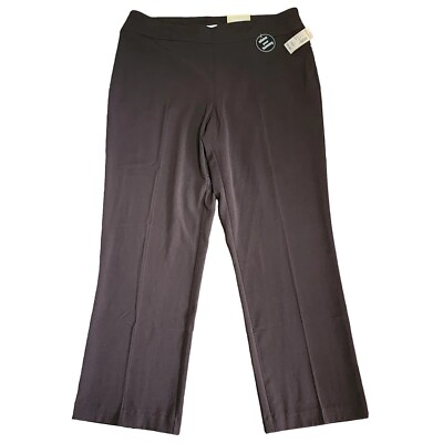 NWT DRESSBARN Solid All Brown Tummy Control Trouser Leg Pants