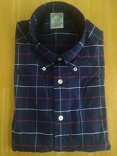 NWOT Brooks Brothers Navy Check Supima Button Down 15-32.5 Milano MSRP 140