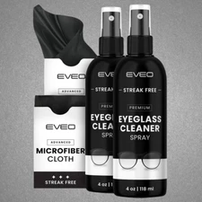 EVEO Eyeglass Cleaner Spray - Screen & Eye Glasses Kit - 8oz (4oz x 2)