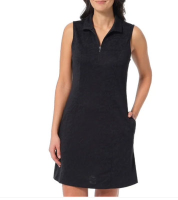 New Greg Norman Women's Golf Dress Sleeveless Zipper Neck Side Pocket Black  S