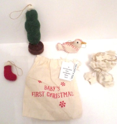 Pottery Barn Kids 8980380 Baby's First Christmas Tree Trim Ornament Wool 5 1/2''