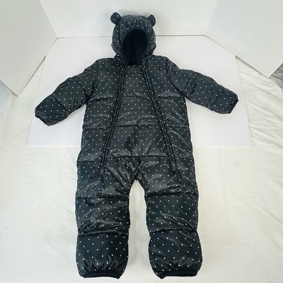 Baby Gap Black Hooded Snow Suit Size 12-18 Months NWOT Ears On The Hood Polkadot
